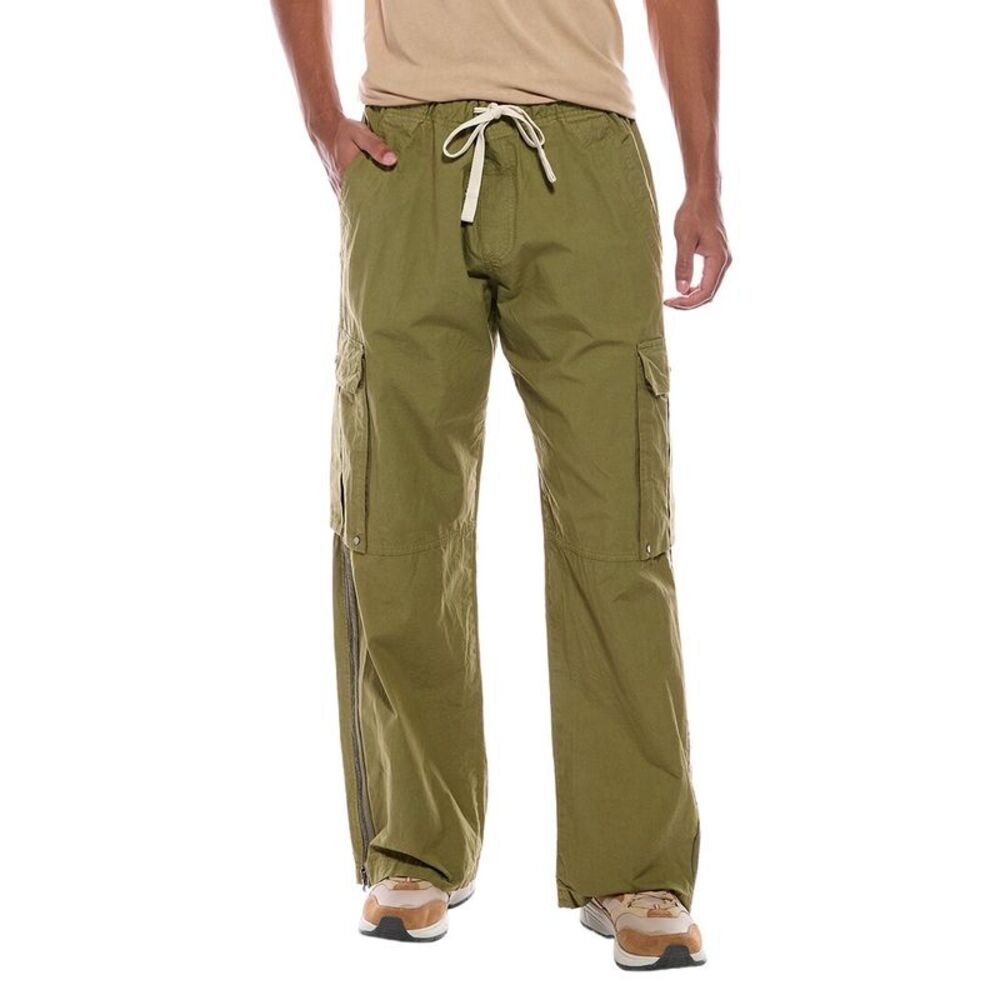 Palm Angels Mens  Curved Logo Cargo Pant, Green